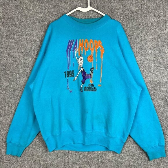 vintage 1995 Play Hard Or Go Home Wa Hoops 5th Annual Tournament Sweatshirt XXL - Picture 1 of 8